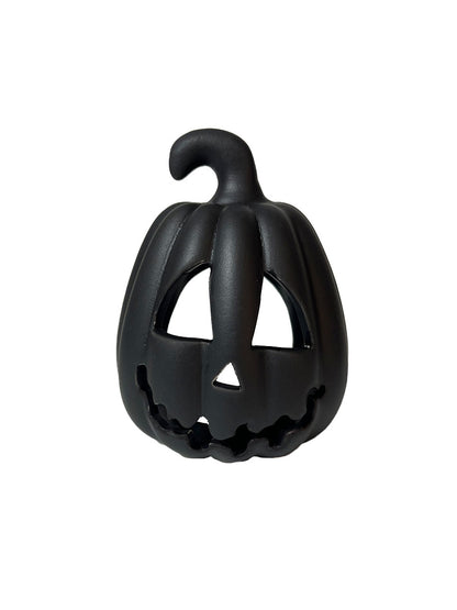 Black Carved Pumpkin Lantern With LED Tealight