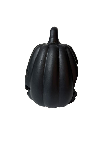 Black Carved Pumpkin Lantern With LED Tealight