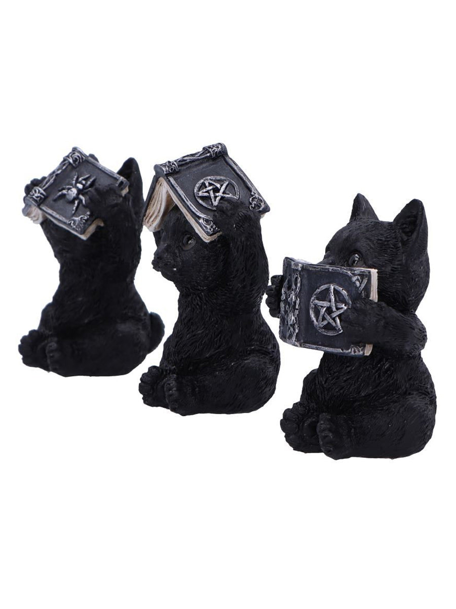 Three Wise Spell Cats Figurines - Set of 3