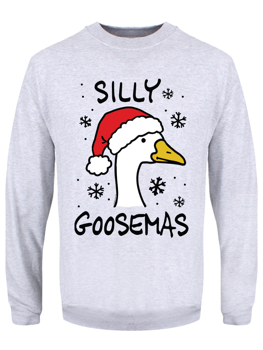 Silly Goosemas Men's Heather Grey Christmas Jumper