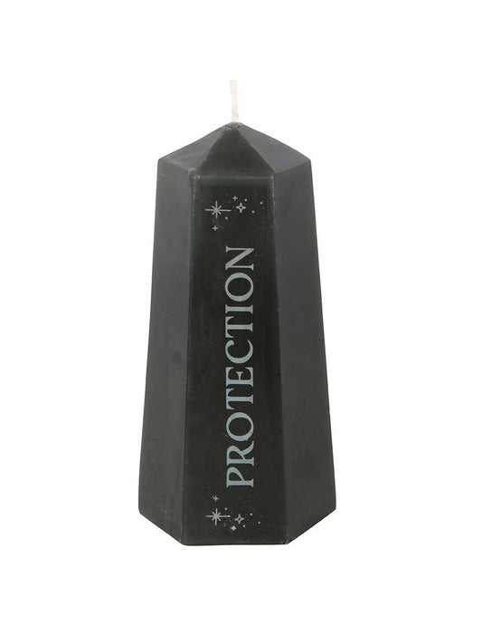 Protection Crystal Candle with Rough Black Obsidian