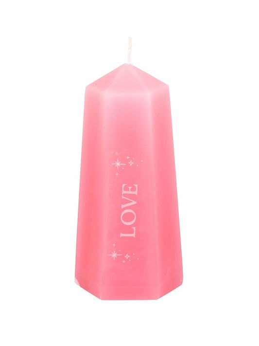 Love Crystal Candle with Rough Rose Quartz