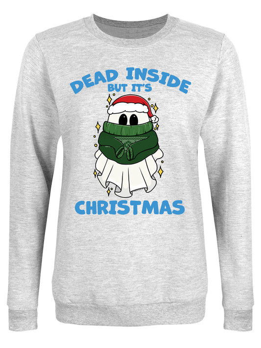 Galaxy Ghouls Dead Inside Ladies Grey Christmas Jumper