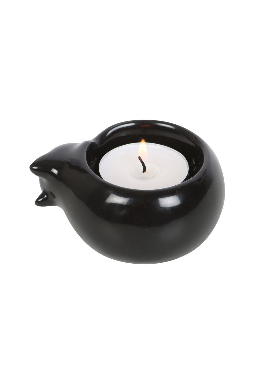 Black Cat Ceramic Tealight Candle Holder