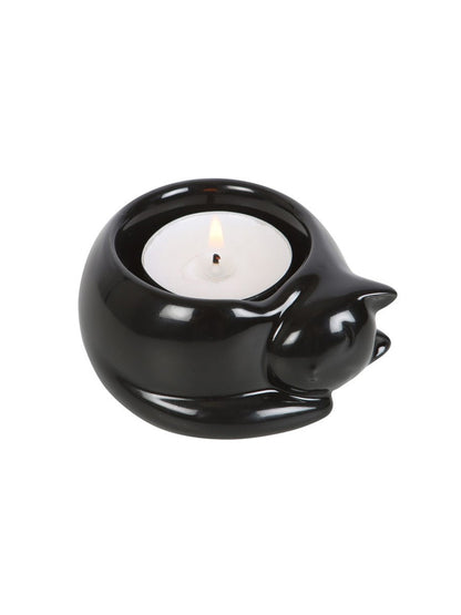 Black Cat Ceramic Tealight Candle Holder