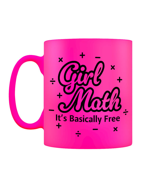 Girl Math It's Basically Free Pink Neon Mug