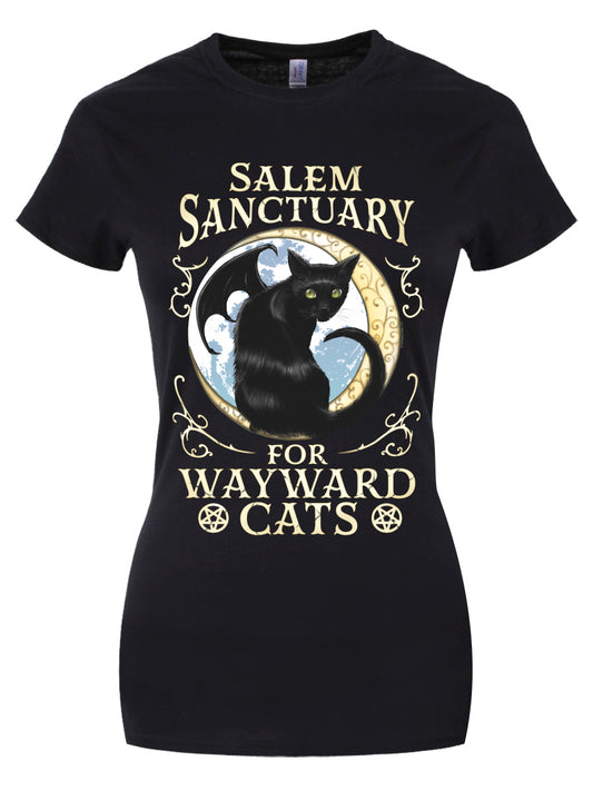 Salem Sanctuary For Wayward Cats Ladies Black T-Shirt