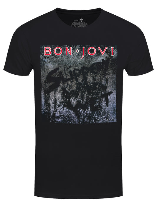 Bon Jovi Slippery When Wet Men's Black T-Shirt