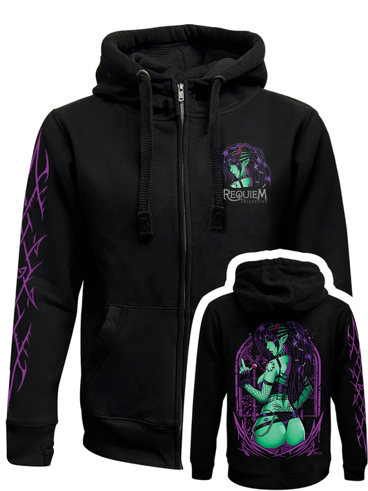 Requiem Collective Ariana Black Zipped Hoodie