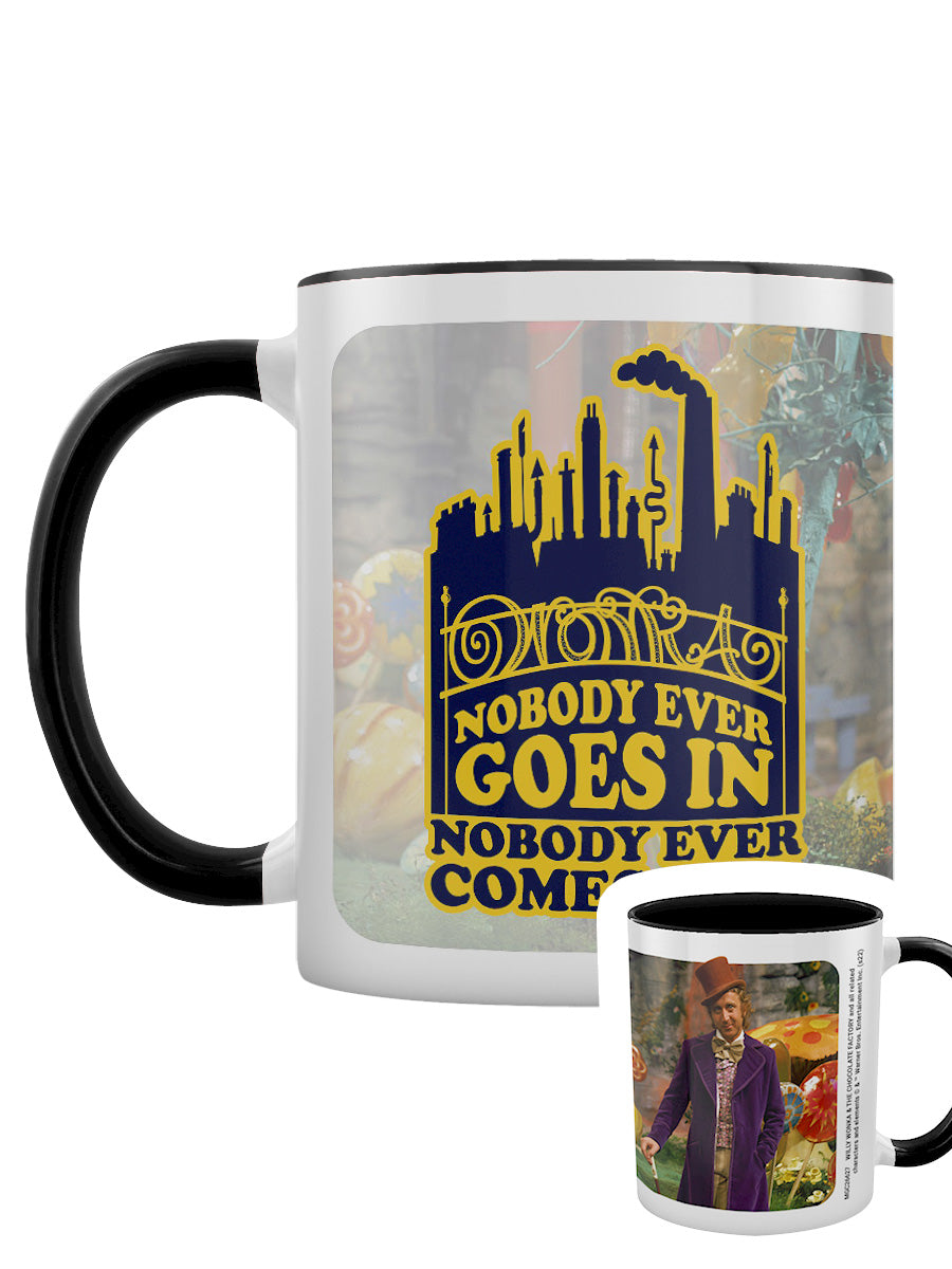 Willy Wonka & The Chocolate Factory (Nobody Comes Out) Blue Coloured Inner Mug