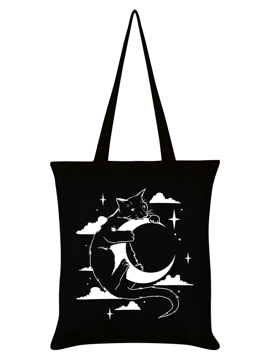 Moon Feline Fun Black Tote Bag