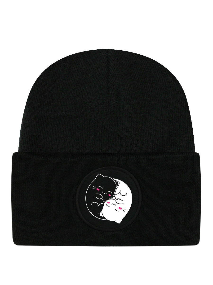 Kitten Yin and Yang Black Beanie