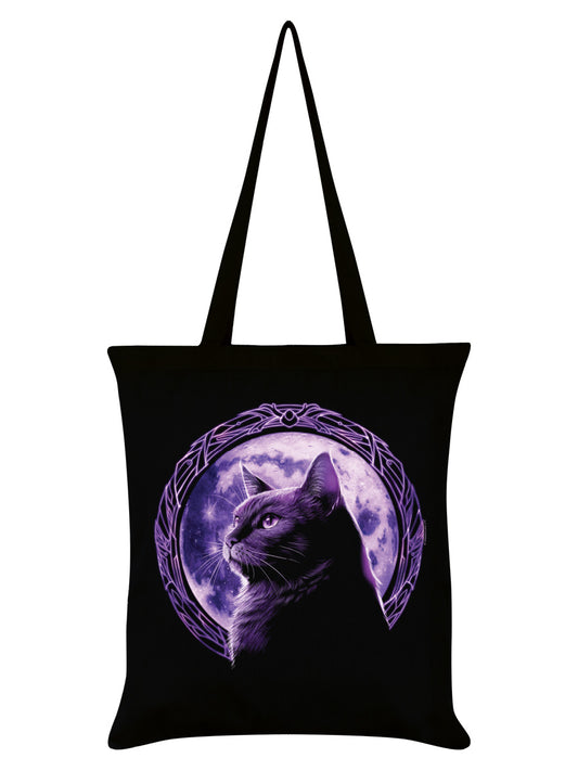 Moonlight Kitten Black Tote Bag