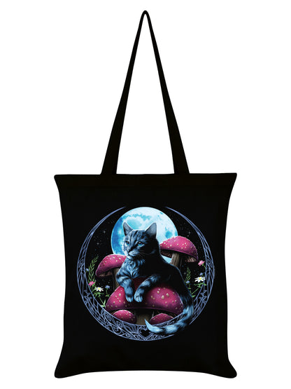 Mushroom Kitten Black Tote Bag