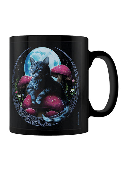 Mushroom Kitten Black Mug