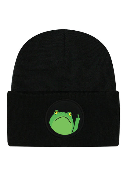 Frog Off Black Beanie