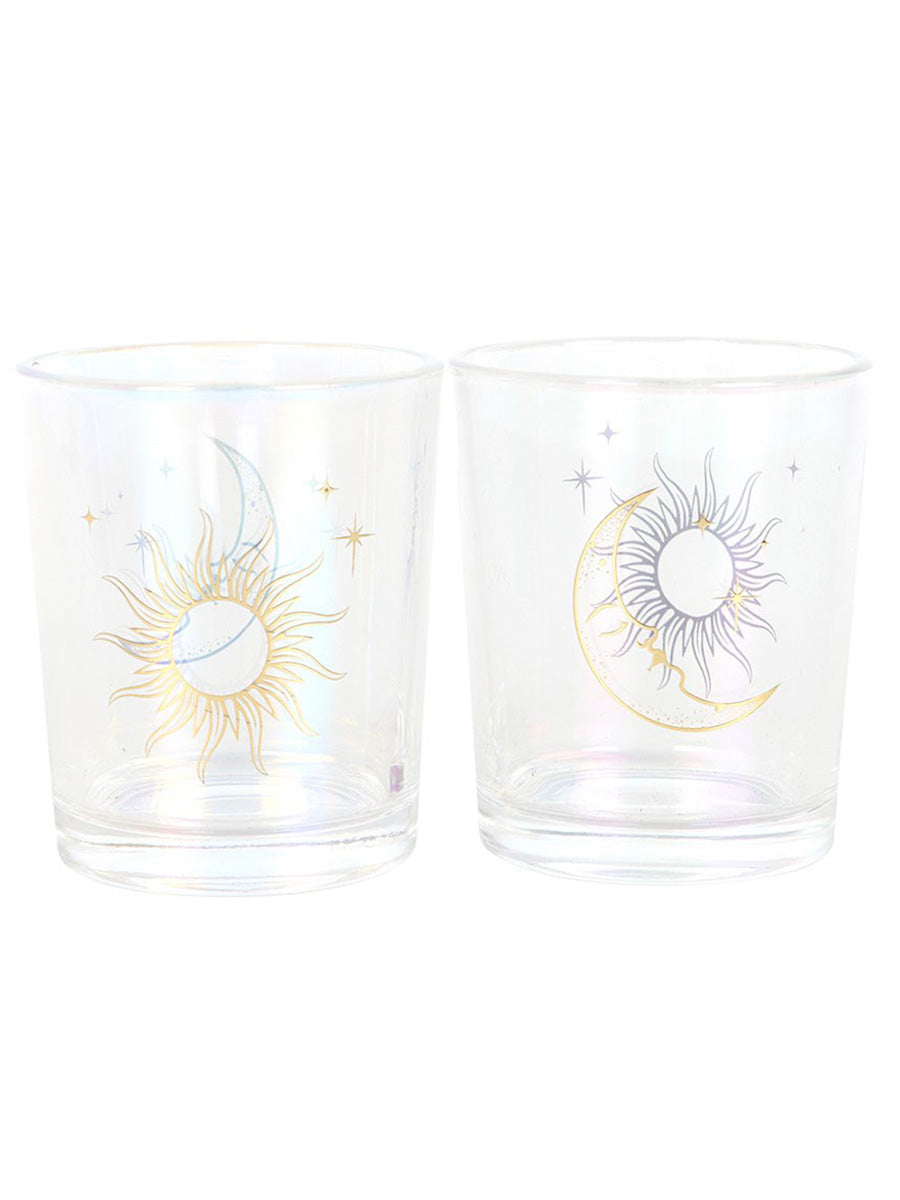 Iridescent Sun and Moon Votive Candle Holders