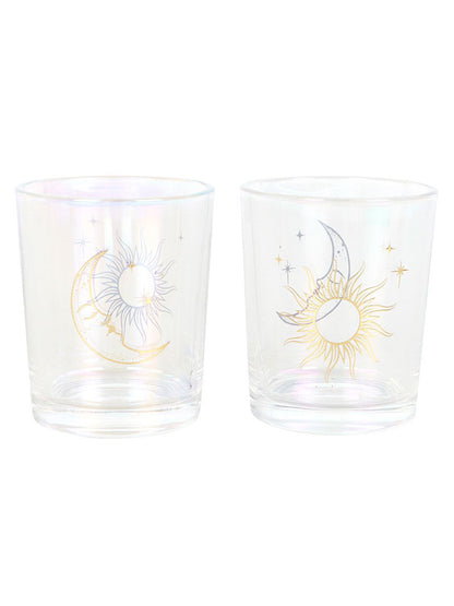 Iridescent Sun and Moon Votive Candle Holders