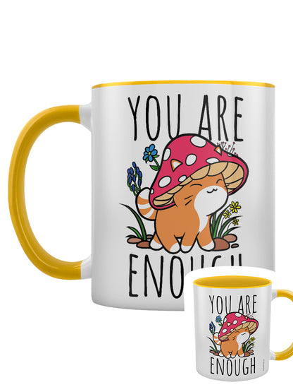 You Are Enough Mushroom Cat Yellow Inner 2-Tone Mug