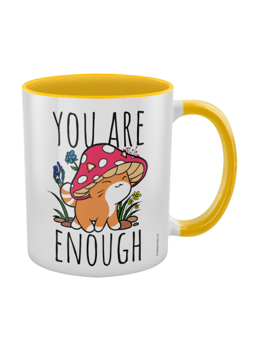 You Are Enough Mushroom Cat Yellow Inner 2-Tone Mug