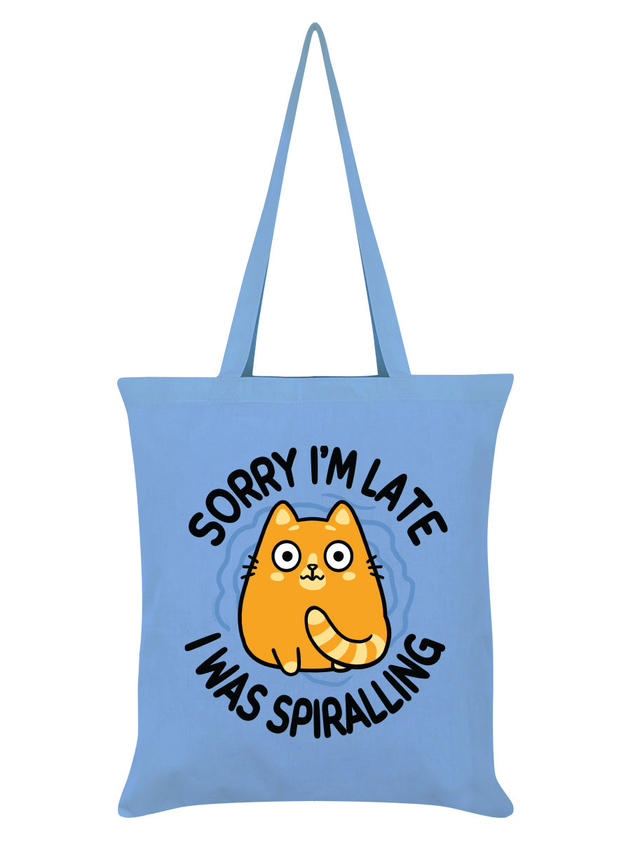 Sorry I'm Late I Was Spiralling Cat Sky Blue Tote Bag