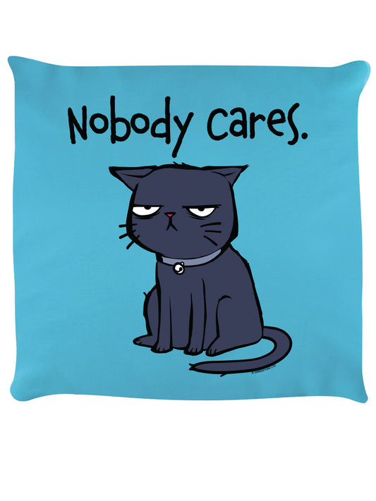 Nobody Cares Cat Sky Blue Cushion