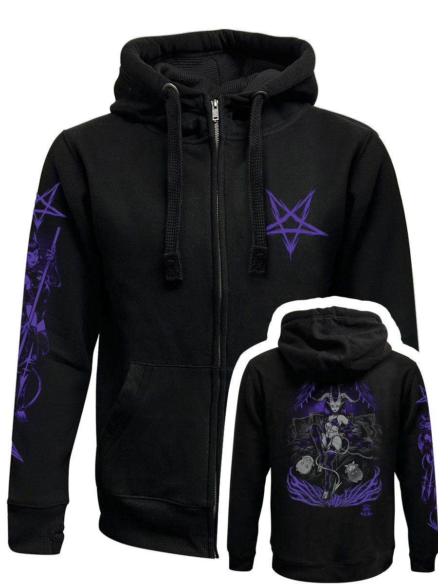 Pinku Kult The Devil Black Zipped Premium Hoodie