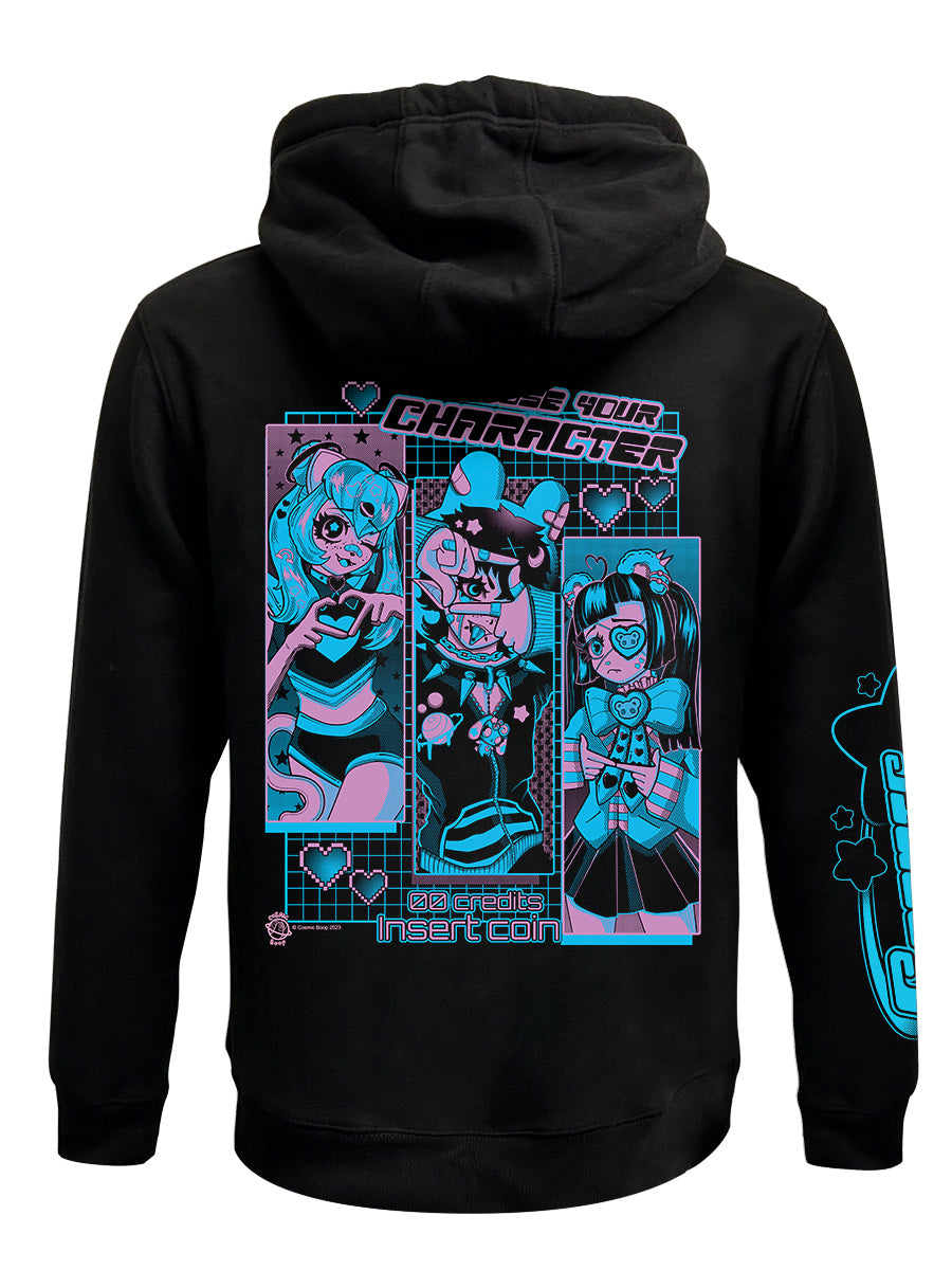 Cosmic Boop Choose Your Character Black Zipped Premium Hoodie