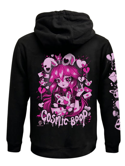 Cosmic Boop Love Letters Black Zipped Premium Hoodie