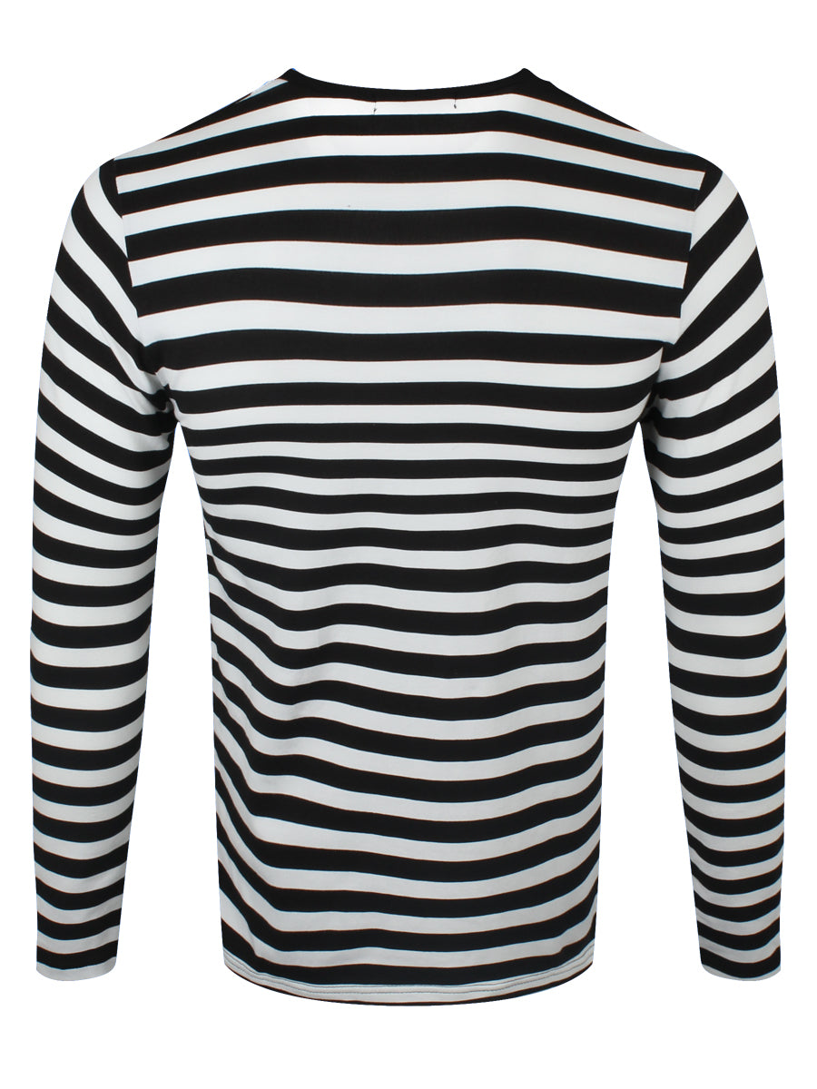 Black long sleeve shirt with white stripes hotsell