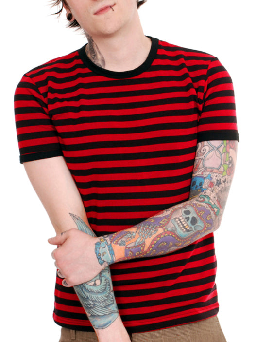 Black and red 2024 striped t shirt