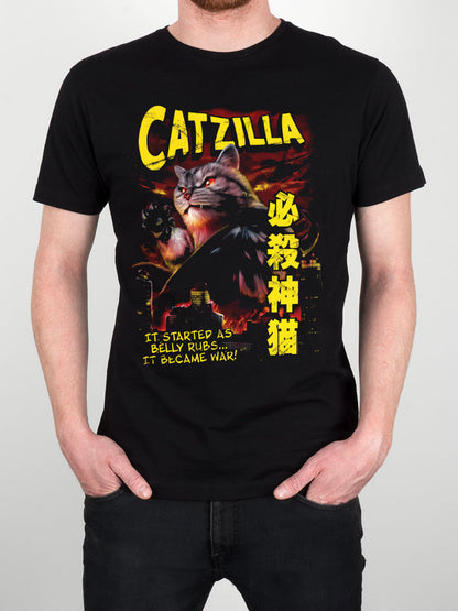 Horror Cats Catzilla Men's Black T-Shirt