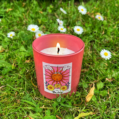 The Sun Rose Quartz Crystal Chip Candle