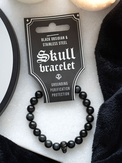 Black Obsidian Skull Bracelet